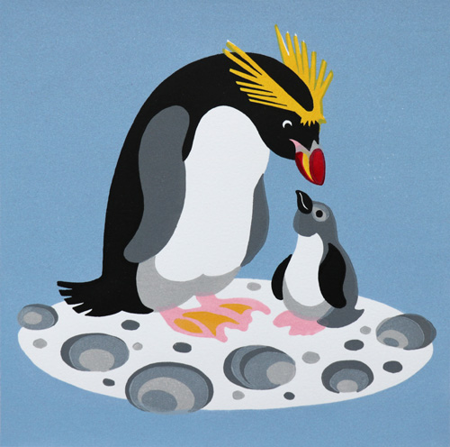 'Pebbley Penguin' - Linocut, Josephine Sumner