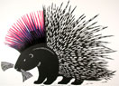 'Punky Porcupine' - Woodcut print - Edition of 50. Image size approx 36x26cm